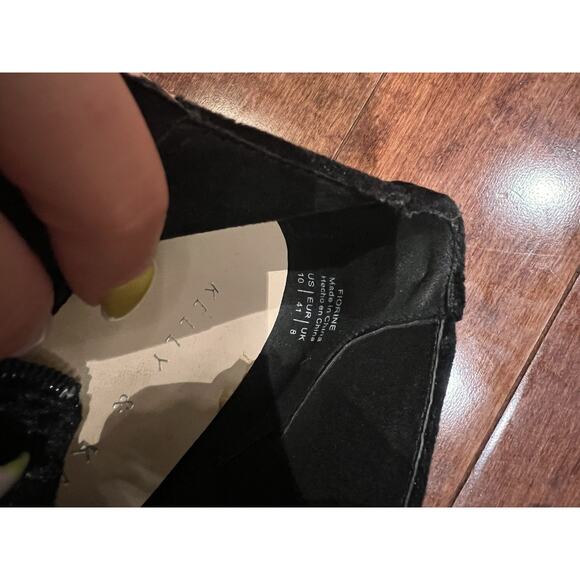 Kelly and Katie Black Open Toed Velvet Heeled Ankle Boot Sz 10 Bow tie Stiletto - Picture 16 of 16